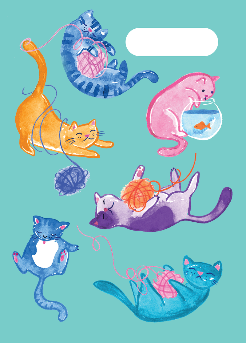 Spencil A4 Book Cover - Crazy Cats 2