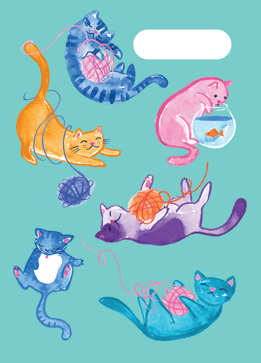 Spencil A4 Book Cover - Crazy Cats 2