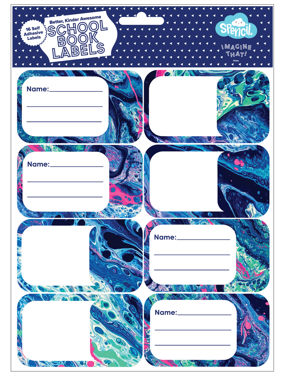 Spencil Book Labels - Liquid Marble