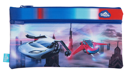 Spencil Twin Zip Pencil Case Flying Cars