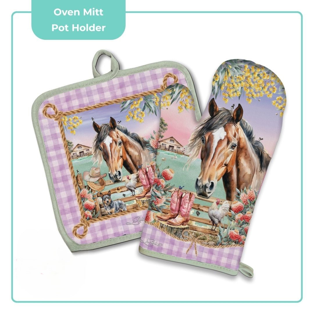 Oven Mitt/Pot Holder Set - Country Dusk