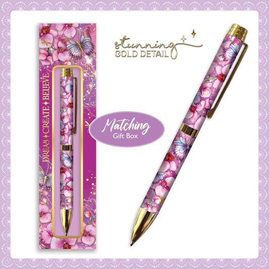 Pen in Gift Box - Butterfly Orchid