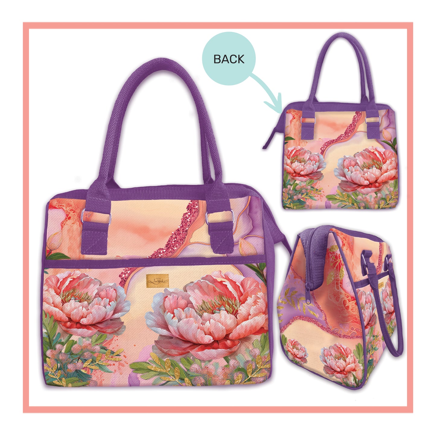 Lunch Tote Cooler Bag - Coral Peony