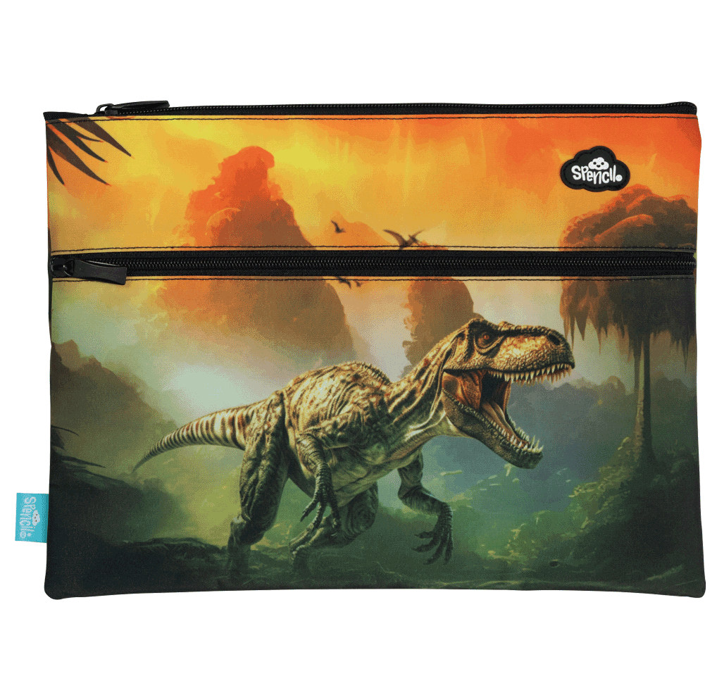 Spencil A4 Twin Zip Pencil Case Jurassic Kingdom