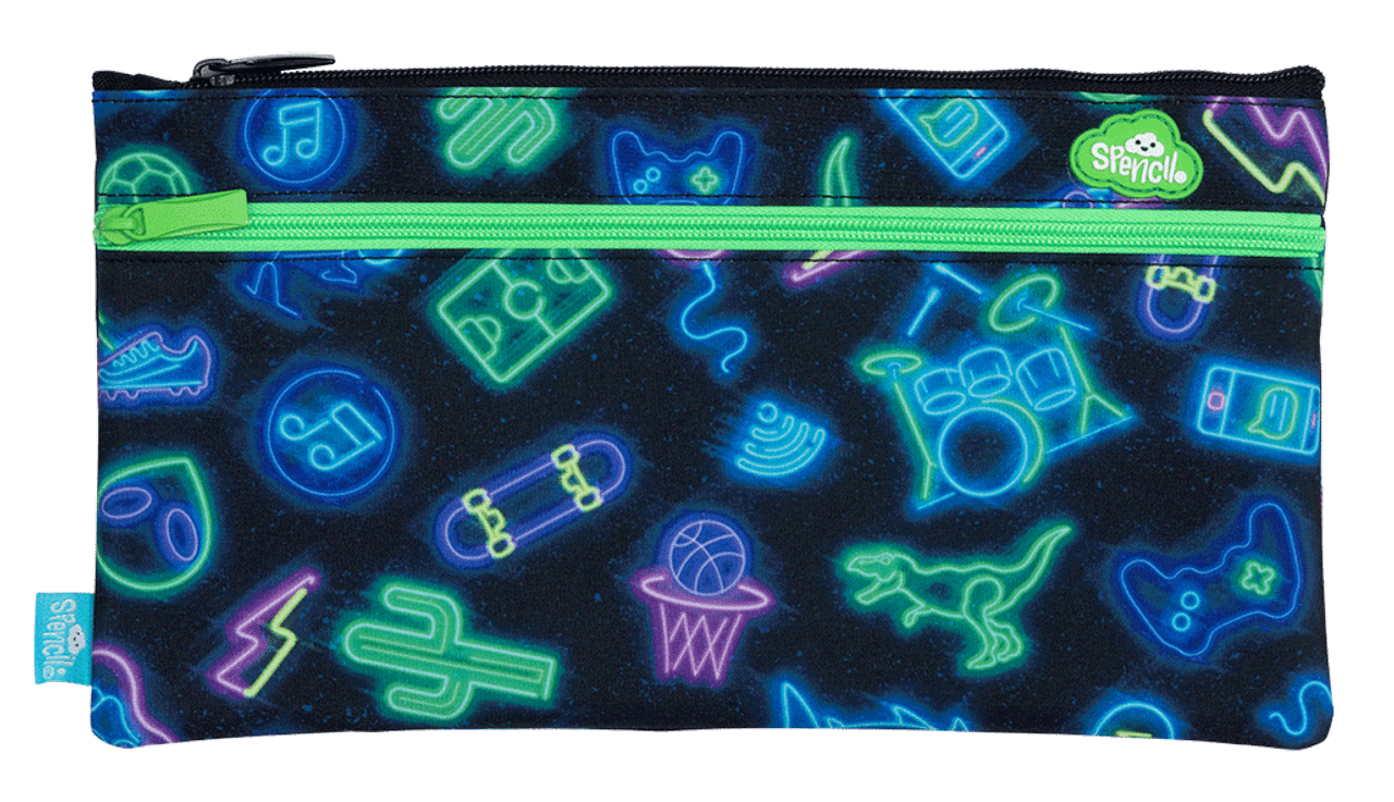 Spencil Twin Zip Pencil Case Neon Life