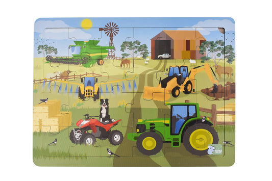 Farm Vehicles & Animals Wooden Puzzle 24 Piece