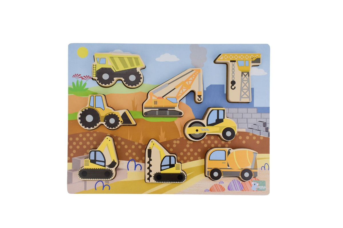 Construction Vehicles Chunky Wooden Puzzle 8 Piece