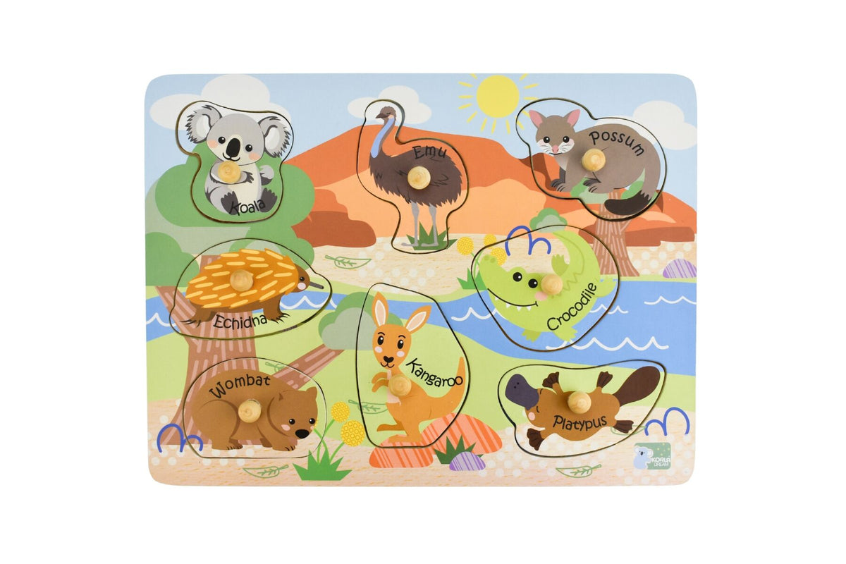 Australian Animals Peg Wooden Puzzle