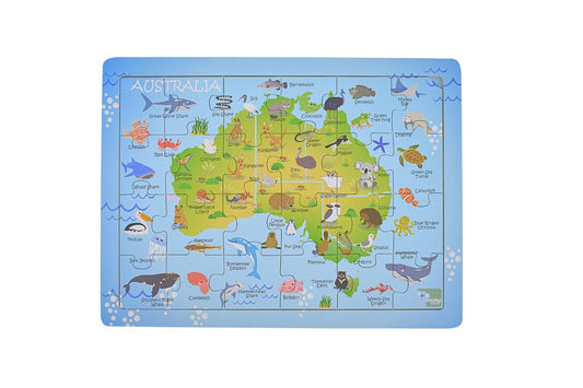 Australian Map Animals & Landmarks Wooden Puzzle 24 Piece