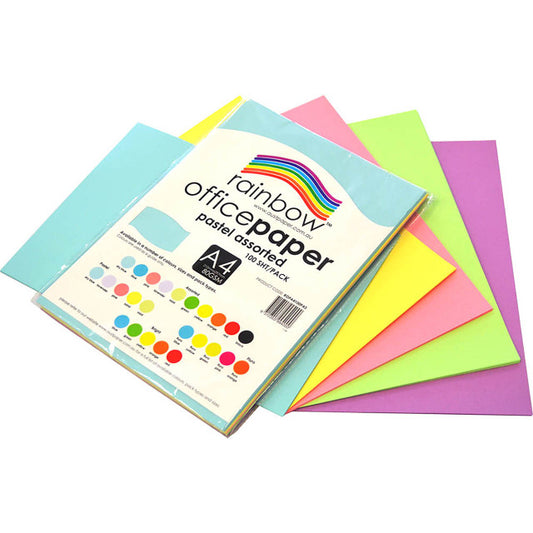 Copy Paper A4 80GSM Pastel Assorted Colours 100 Pack