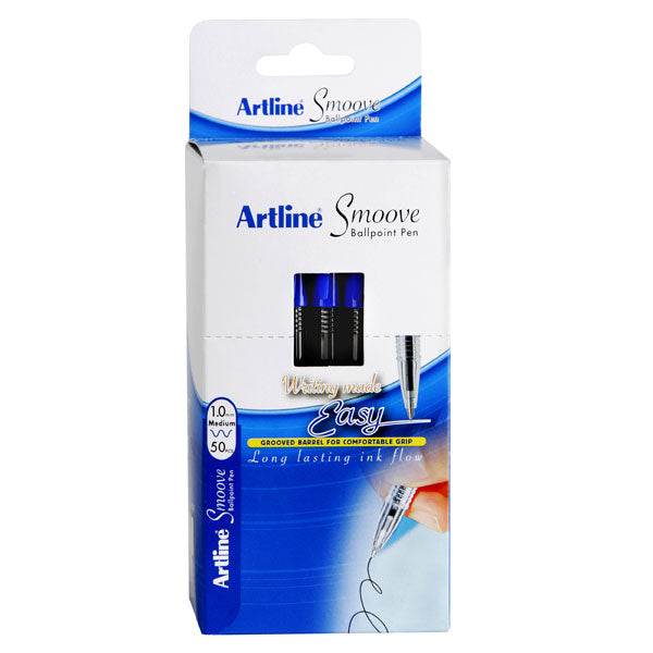 Artline Smoove Ballpoint Pens Blue 50 Pack