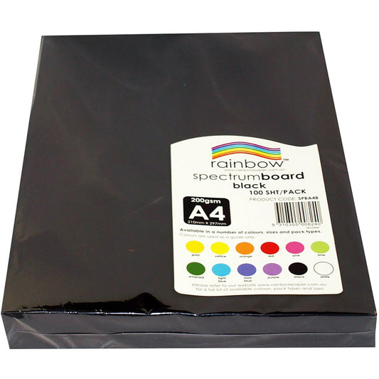 Cardboard Rainbow A4 220GSM Black 100 Pack