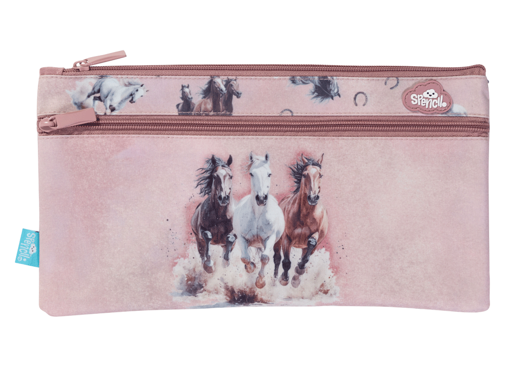 Spencil Twin Zip Pencil Case - Wild Horses