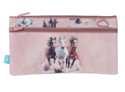 Spencil Twin Zip Pencil Case - Wild Horses