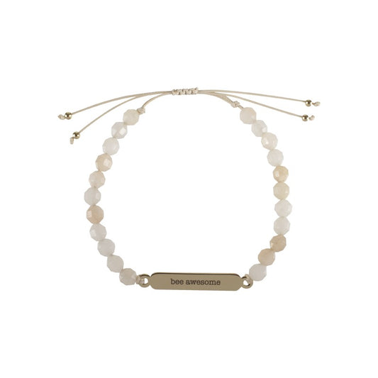 Beeutiful Bee's Beaded Bracelet - Pink Aventurine