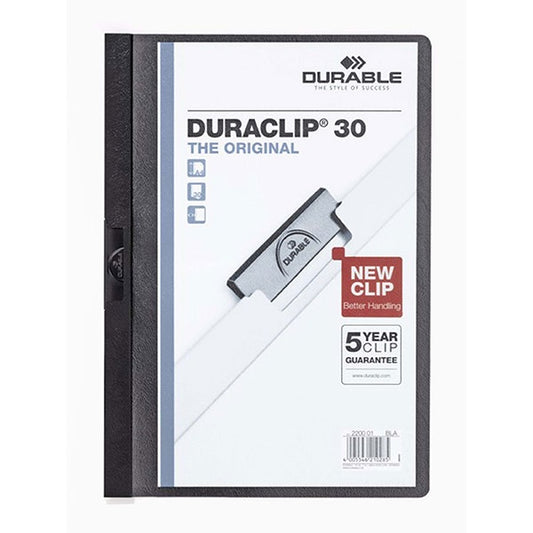 File Flat Duraclip A4 Black 30 Sheet Capacity