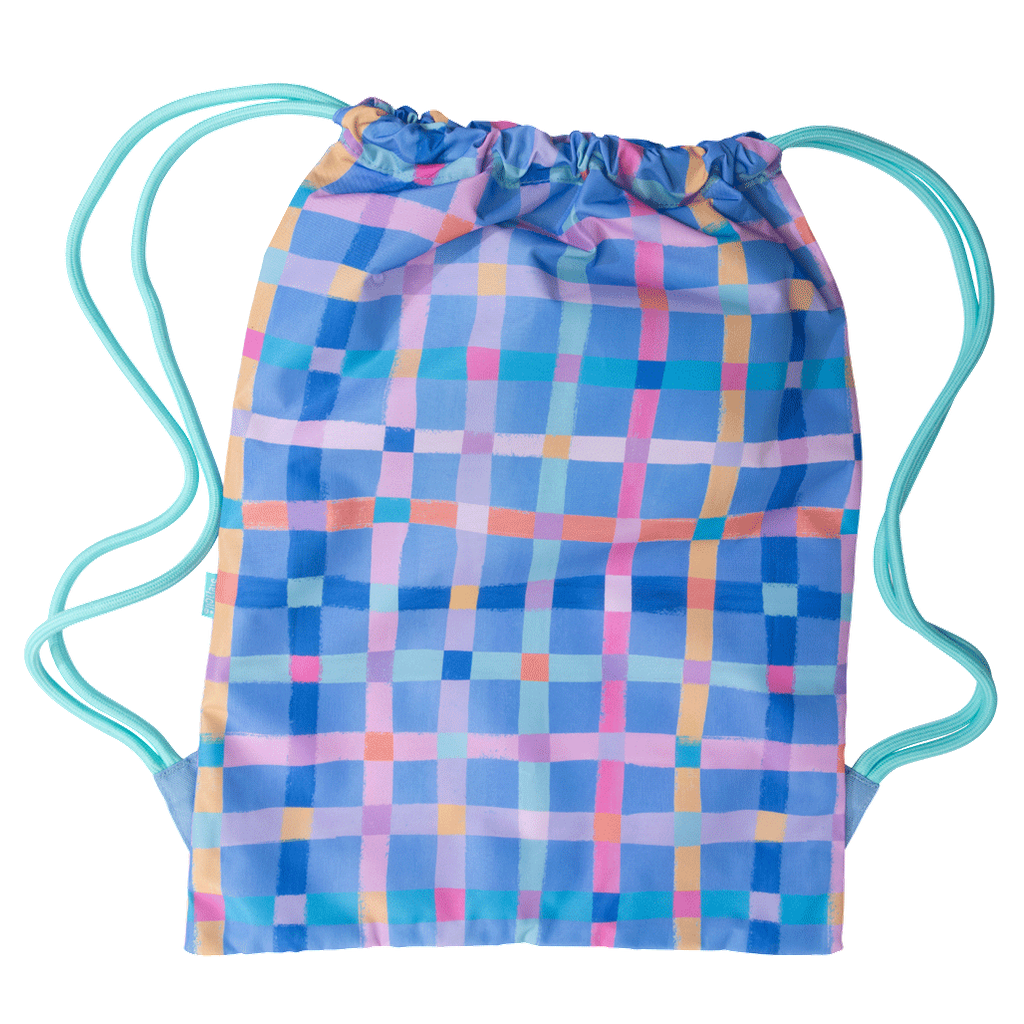 Spencil Big Drawstring Bag - Pastel Plaid