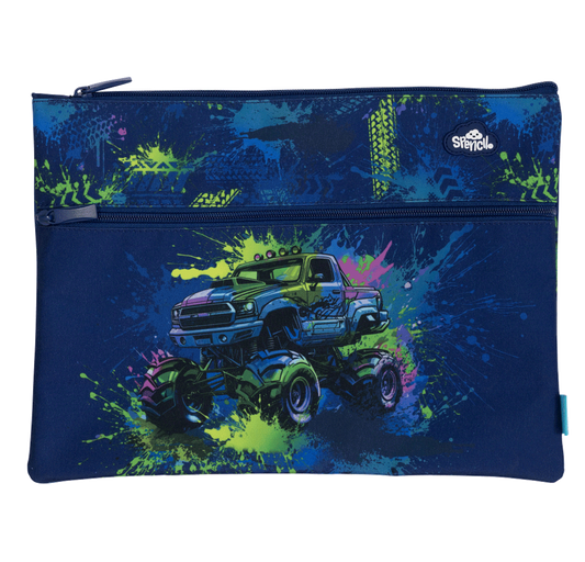 Spencil A4 Twin Zip Pencil Case Mega Wheels
