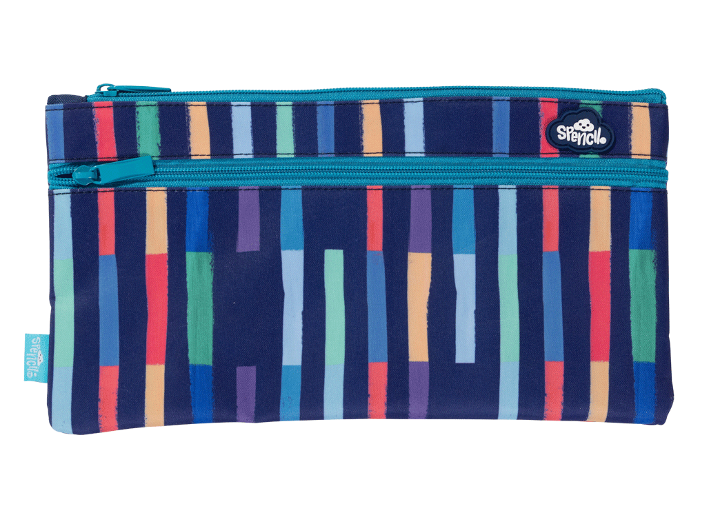 Spencil Twin Zip Pencil Case - Bright Stripes
