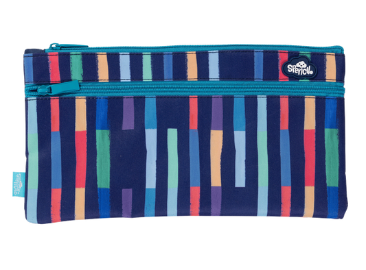 Spencil Twin Zip Pencil Case - Bright Stripes