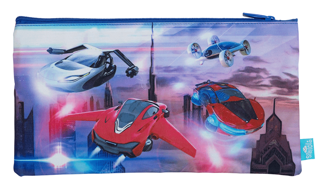 Spencil A4 Twin Zip Pencil Case Flying Cars