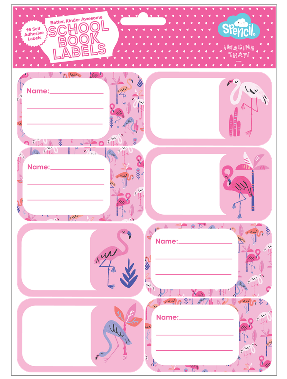 Spencil Book Labels - Flamingo Splash