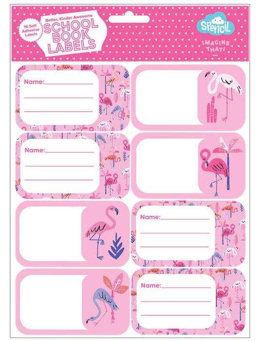 Spencil Book Labels - Flamingo Splash
