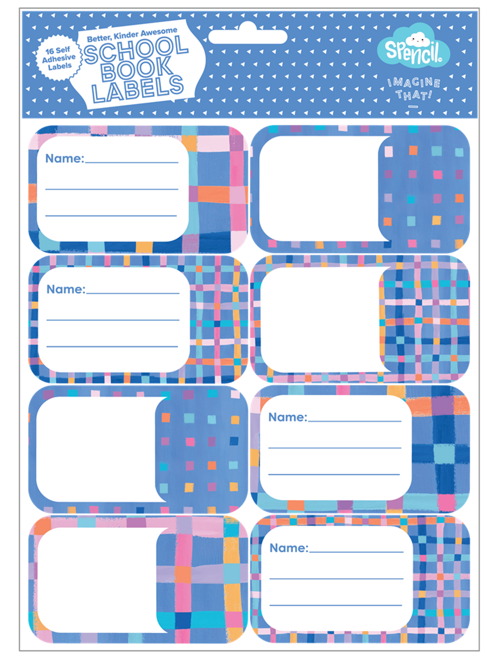 Spencil Book Labels - Pastel Plaid