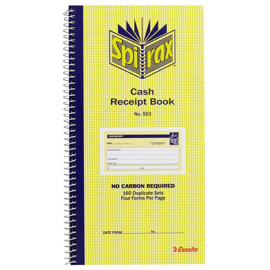 Spirax No. 553 Carbonless Cash Receipt Book