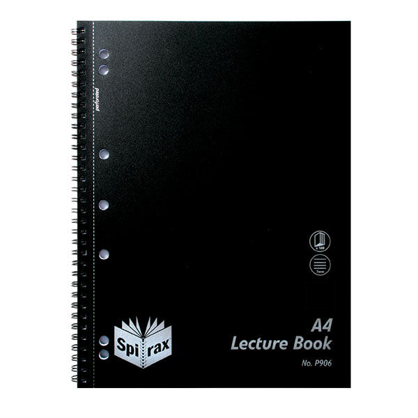 Lecture Book Spirax P906 PP Side Opening 140 Pages Black
