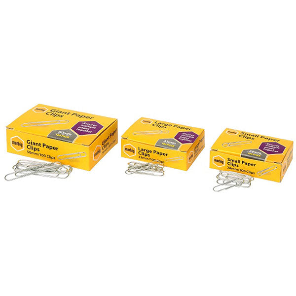 Paper Clips Marbig 33mm 100 Pack