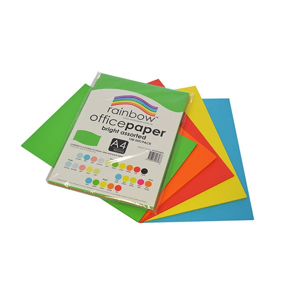 Paper Assorted Colours A4 80GSM 100pk