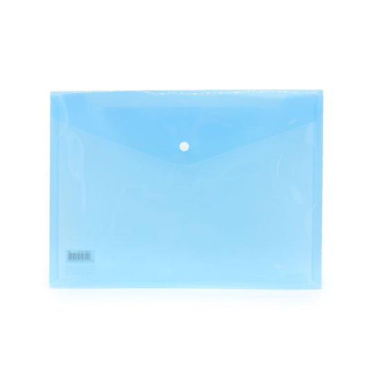Document Wallet A4 Plastic Clip Button Blue