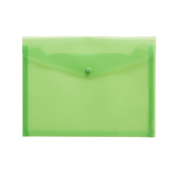 Document Wallet A4 Plastic Clip Button Green