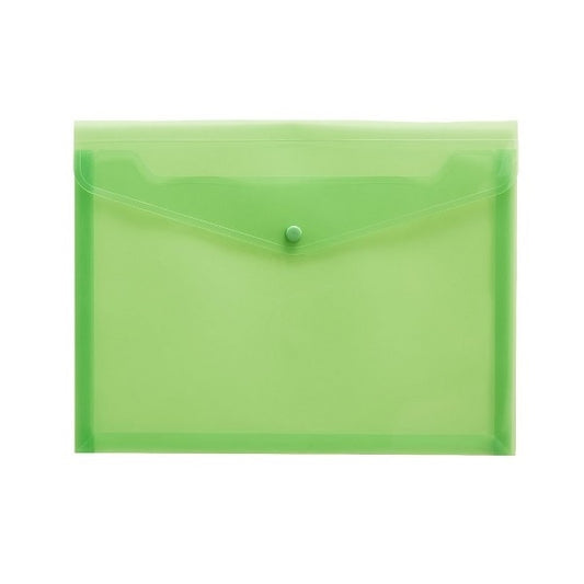 Document Wallet A4 Plastic Clip Button Green