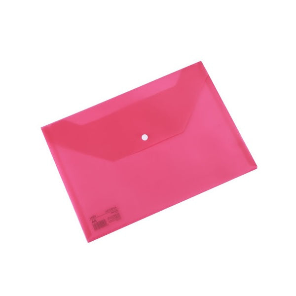Document Wallet A4 Plastic Clip Button Red