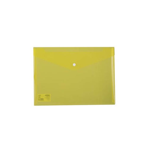 Document Wallet A4 Plastic Clip Button Yellow