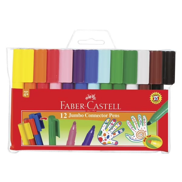 Felt Pens Faber Castell Jumbo Connector Assorted 12 Pack