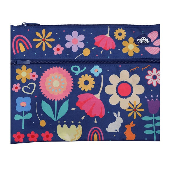 Spencil Pencil Case A4 Twin Zip Flower Power