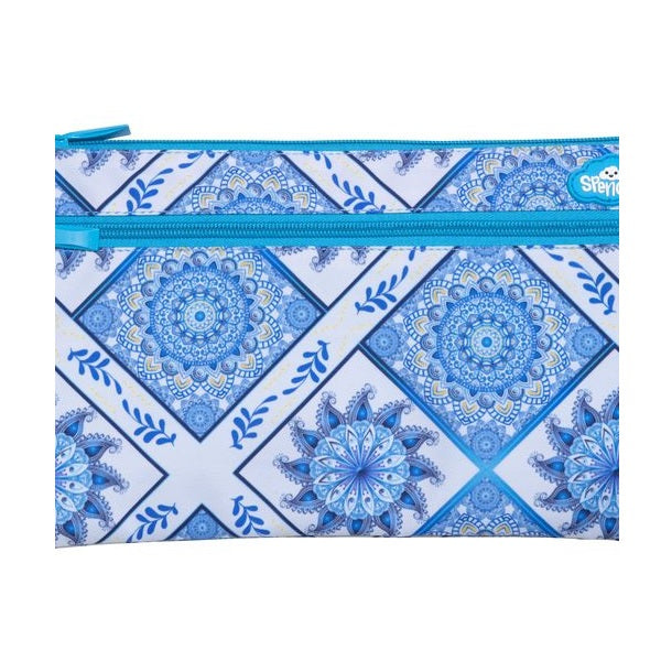 Spencil Twin Zip Pencil Case Boho Blue