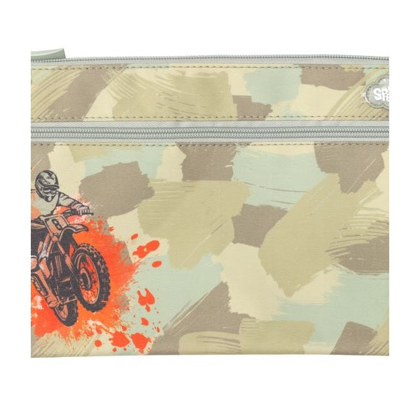 Spencil Twin Zip Pencil Case Camo Biker