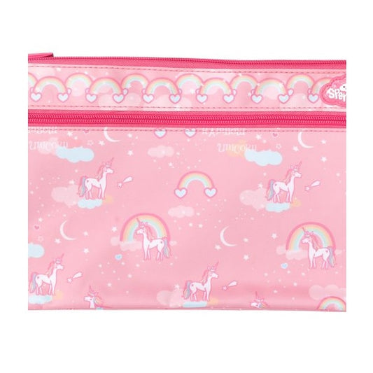 Spencil Twin Zip Pencil Case Rainbow Unicorn