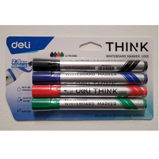 Whiteboard Markers 4 Assorted Wallet